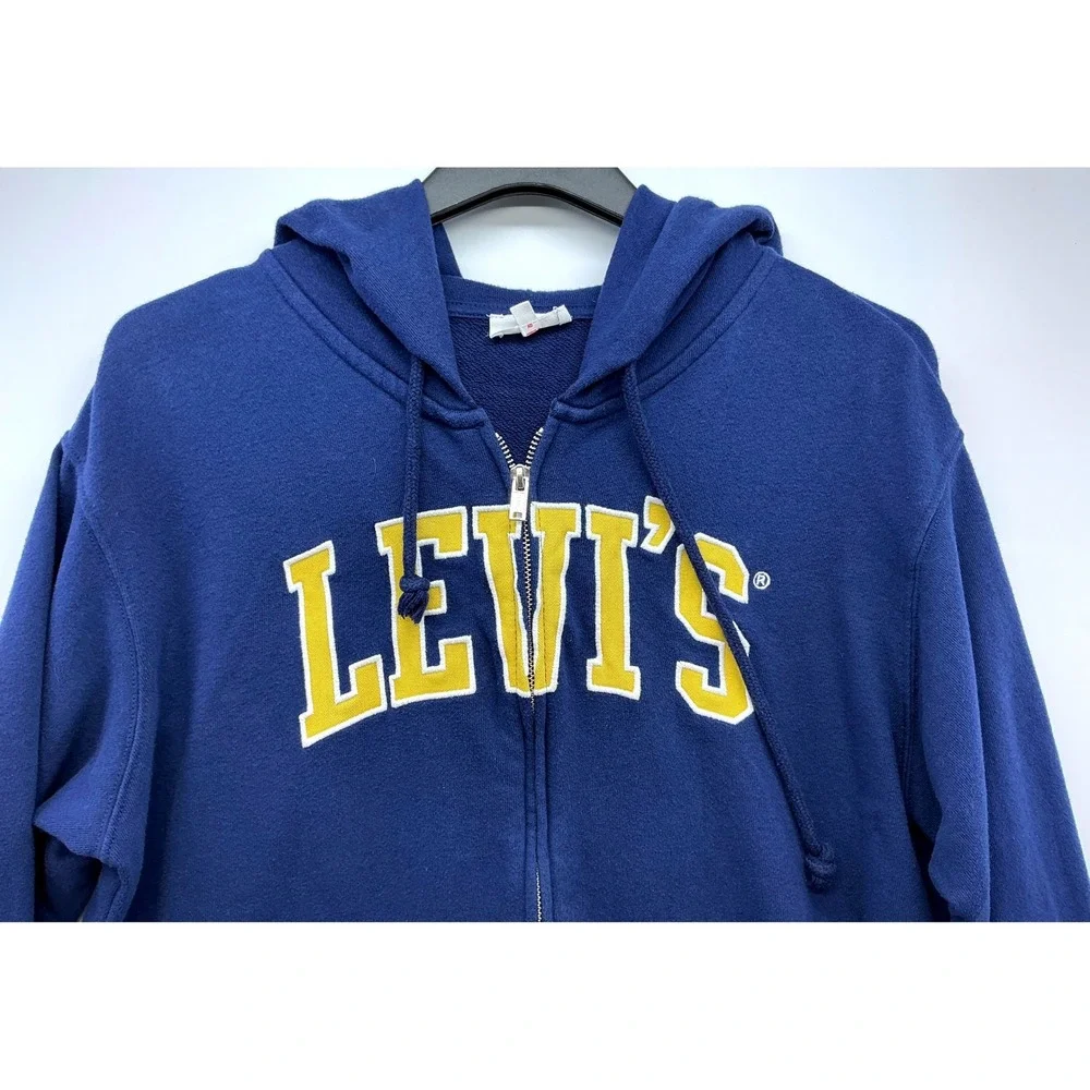 Levis Blue‎ Zip Hoodie M Spellout Logo Preppy Collegecore Athleisure Y2K Summer